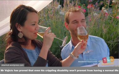 Mr Vujicic has proved that even his crippling disability won't prevent from having a normal life1